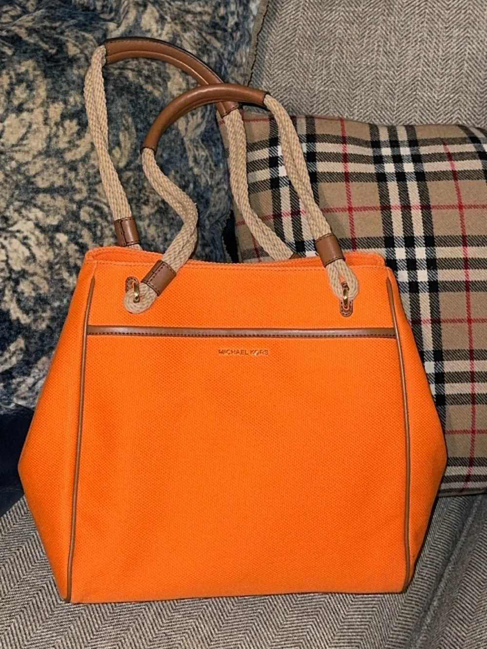 NWT $258 Michael Kors Talia Apricot LG Grab Canvas Tote Purse/Handbag/Authentic - Picture 3 of 8